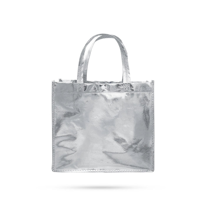 Shopping Bag With Button - 11.5 x 12 Inches | Silver Colour Gift Bag/ Hand Bag With Handle for Men & Women - Bags & Pouches