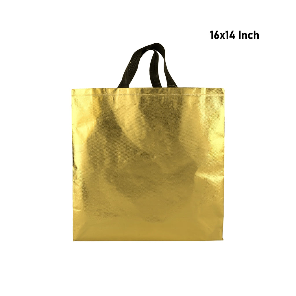 Shopping Bag With Handle - 16 x 14 Inches | Gold Colour Gift Bag