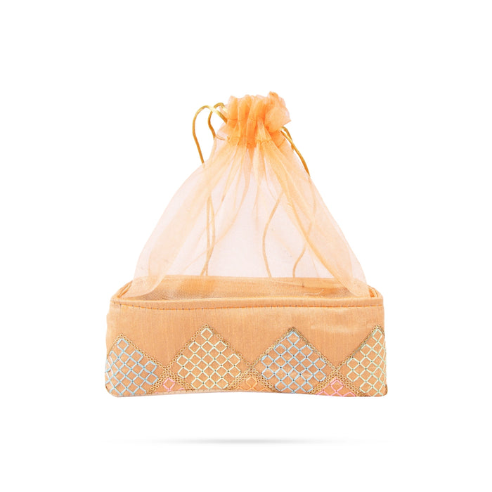 Laddu Gopal Basket With Net Cover - 3 x 8 x 4 Inches | Kanha Ji Ki Tokri/ Carry Basket for Laddu Gopal - Deity Accessories