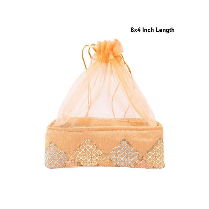 Laddu Gopal Basket With Net Cover - 3 x 8 x 4 Inches | Kanha Ji Ki Tokri/ Carry Basket for Laddu Gopal - Deity Accessories