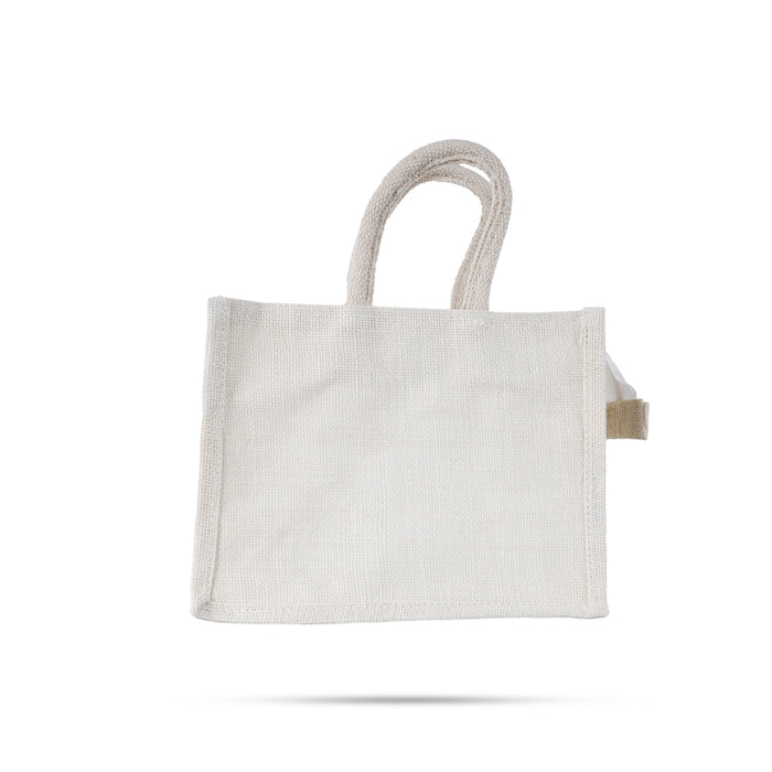 Jute Bag With Zip - 8 x 10 Inches | Transparent Cover Gift Bag/ Lace Design Jute Carry Bag for Return Gift - Bags & Pouches