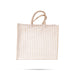 Jute Bag With Zip - 12 x 14 Inches | Transparent Cover Gift Bag/ White Stripes Design Jute Handbag for Wedding - Bags & Pouches