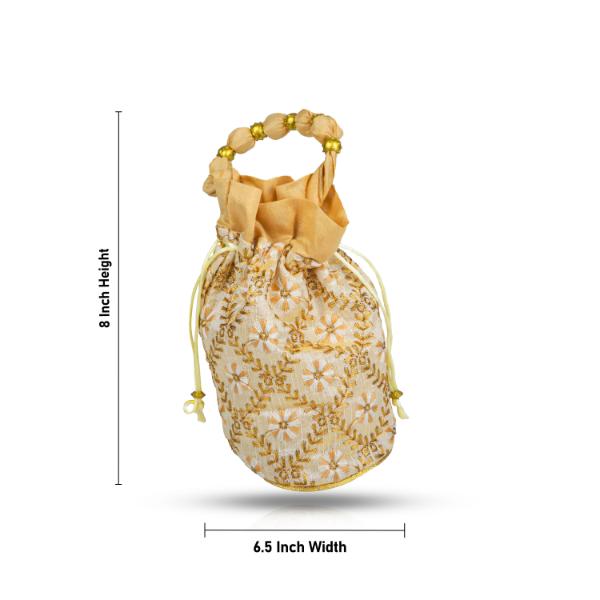 Thamboolam Bag - 8 x 6.5 Inch | Potli Bag/ Return Gift Bag for Women/ Assorted Design - Bags & Pouches