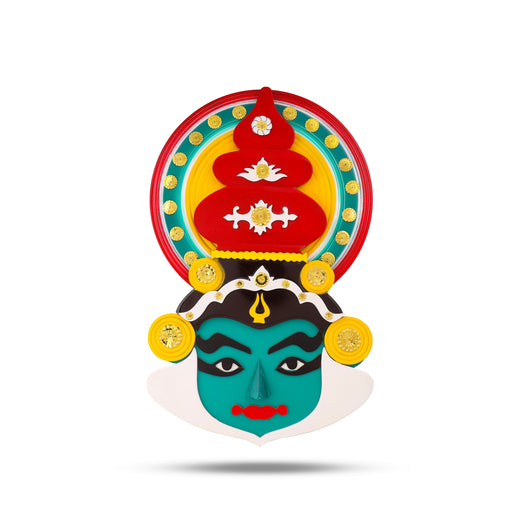 Kathakali Face  - 18 Inches | Kathakali Head/ Wall Hanging/ Wooden Kathakali Face Paint for Home Decor - Wall Hanging