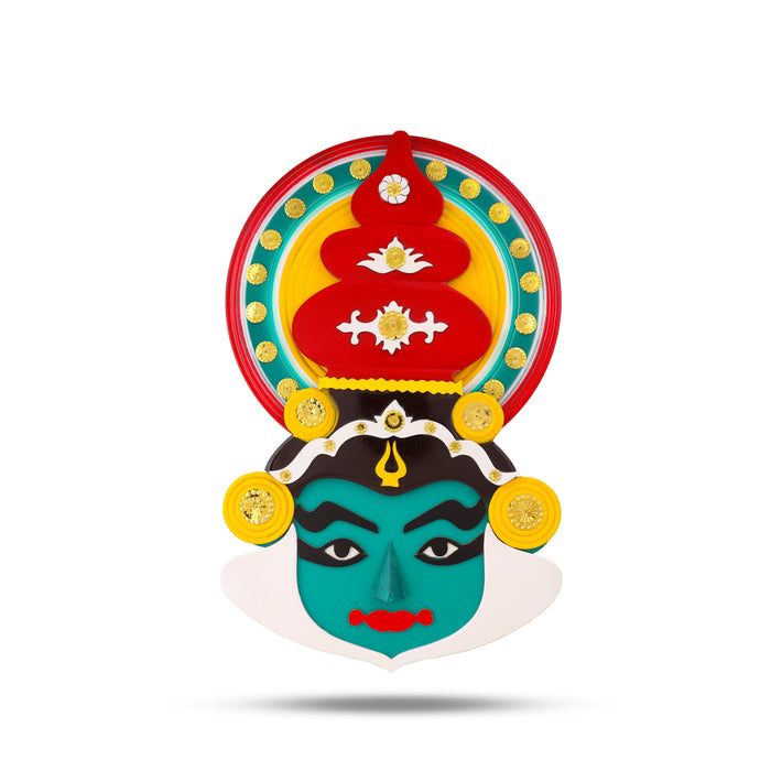Kathakali Face  - 18 Inches | Kathakali Head/ Wall Hanging/ Wooden Kathakali Face Paint for Home Decor - Wall Hanging