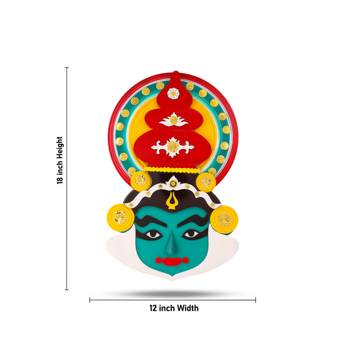 Kathakali Face  - 18 Inches | Kathakali Head/ Wall Hanging/ Wooden Kathakali Face Paint for Home Decor