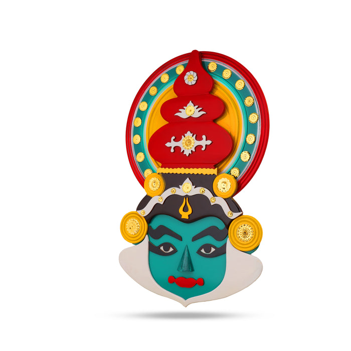 Kathakali Face  - 18 Inches | Kathakali Head/ Wall Hanging/ Wooden Kathakali Face Paint for Home Decor