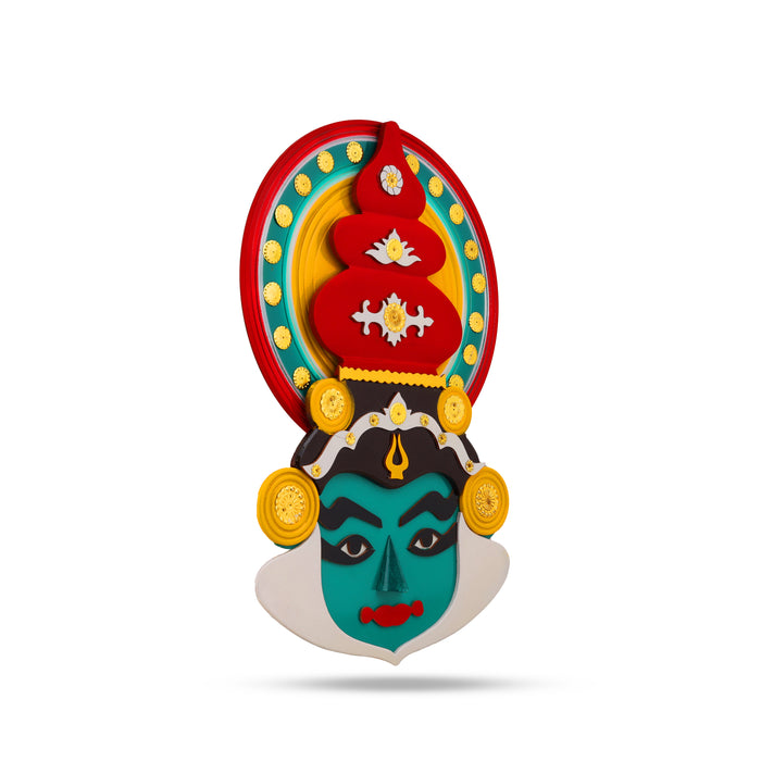 Kathakali Face  - 18 Inches | Kathakali Head/ Wall Hanging/ Wooden Kathakali Face Paint for Home Decor