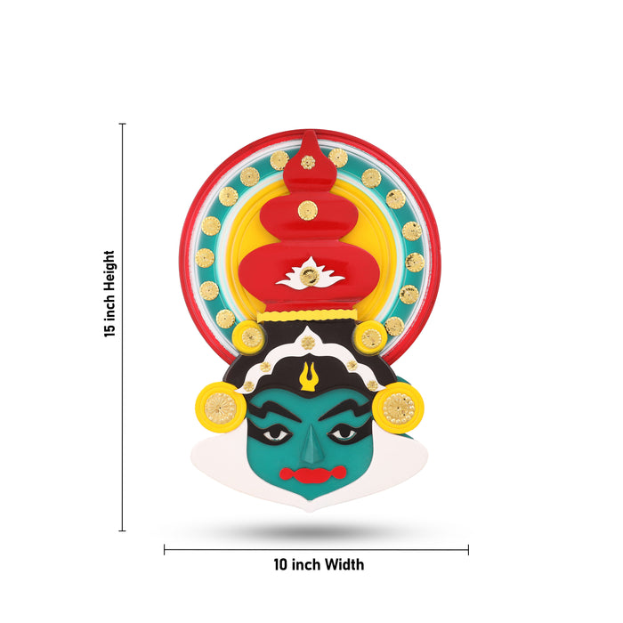 Kathakali Face  - 15 Inches | Kathakali Head/ Wall Hanging/ Wooden Kathakali Face Paint for Home Decor