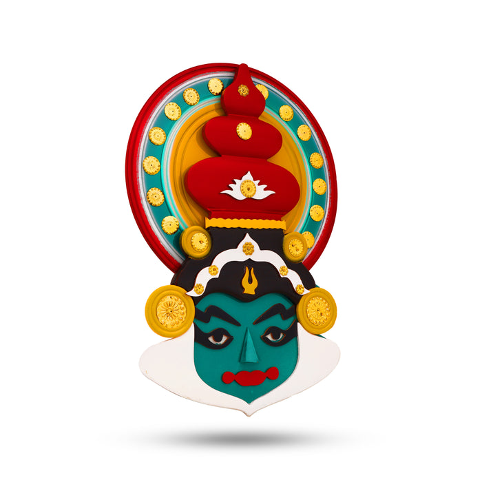 Kathakali Face  - 15 Inches | Kathakali Head/ Wall Hanging/ Wooden Kathakali Face Paint for Home Decor