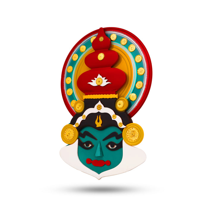 Kathakali Face  - 15 Inches | Kathakali Head/ Wall Hanging/ Wooden Kathakali Face Paint for Home Decor