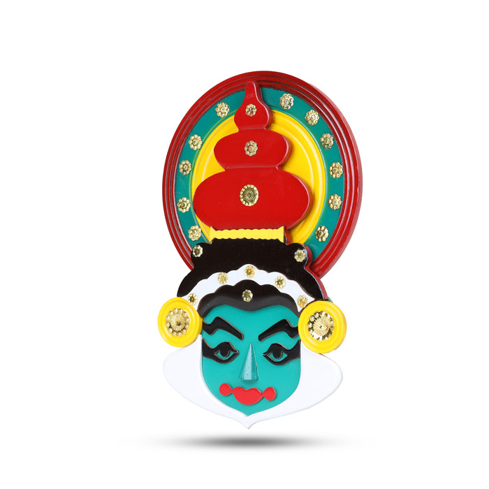 Kathakali Face  - 10 Inches | Kathakali Head/ Wall Hanging/ Wooden Kathakali Face Paint for Home Decor