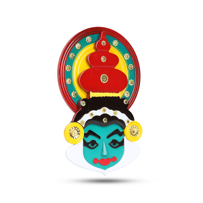 Kathakali Face  - 10 Inches | Kathakali Head/ Wall Hanging/ Wooden Kathakali Face Paint for Home Decor