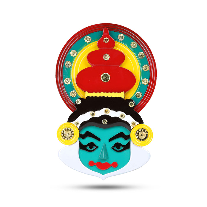 Kathakali Face  - 8 Inches | Kathakali Head/ Wall Hanging/ Wooden Kathakali Face Paint for Home Decor