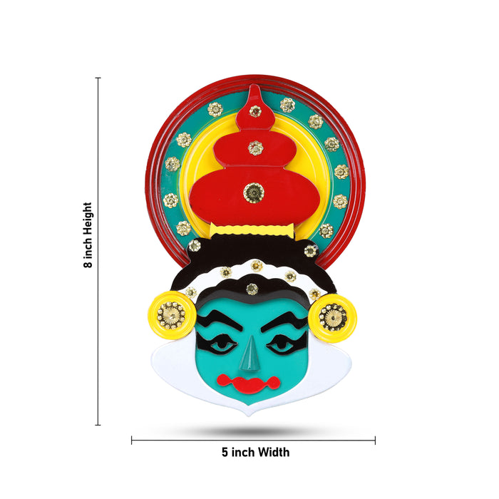 Kathakali Face  - 8 Inches | Kathakali Head/ Wall Hanging/ Wooden Kathakali Face Paint for Home Decor