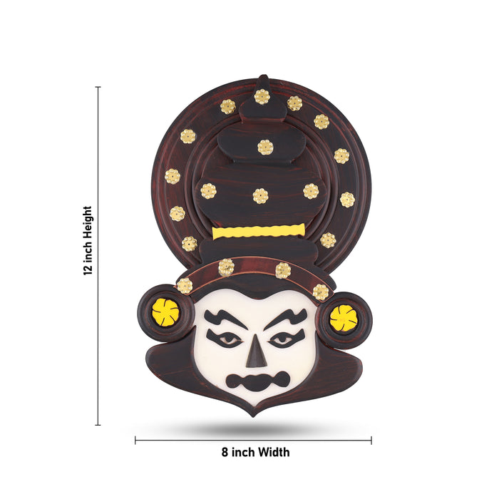Kathakali Face  - 12 Inches | Kathakali Head/ Wall Hanging/ Wooden Kathakali Face for Home Decor - Wall Hanging