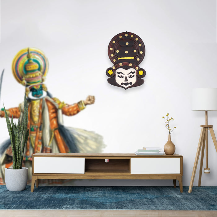 Kathakali Face  - 12 Inches | Kathakali Head/ Wall Hanging/ Wooden Kathakali Face for Home Decor - Wall Hanging