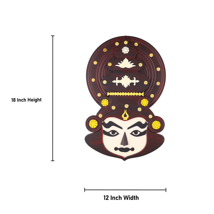 Kathakali Face  - 18 Inches | Kathakali Head/ Wall Hanging/ Wooden Kathakali Face for Home Decor - Wall Hanging