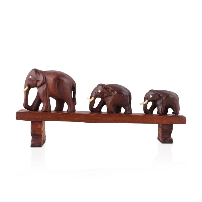 Bridge Elephant  - 3.5  Inches |  Wooden Elephant Statue/ Elephant Idol for Home Decor