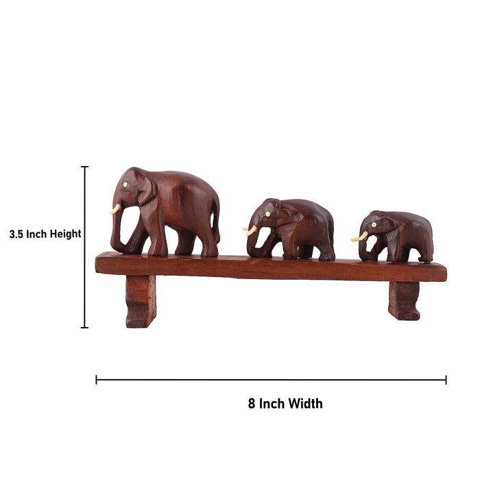 Bridge Elephant  - 3.5  Inches |  Wooden Elephant Statue/ Elephant Idol for Home Decor