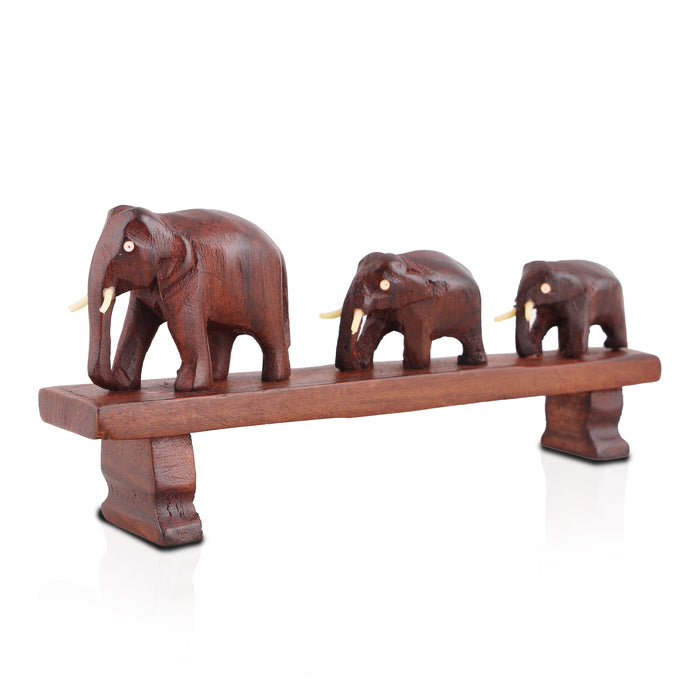 Bridge Elephant  - 3.5  Inches |  Wooden Elephant Statue/ Elephant Idol for Home Decor