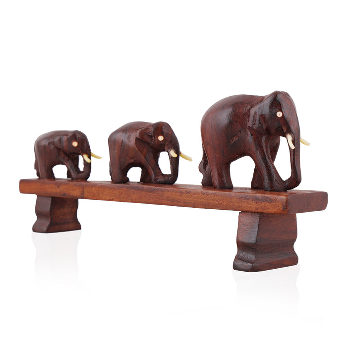 Bridge Elephant  - 3.5  Inches |  Wooden Elephant Statue/ Elephant Idol for Home Decor