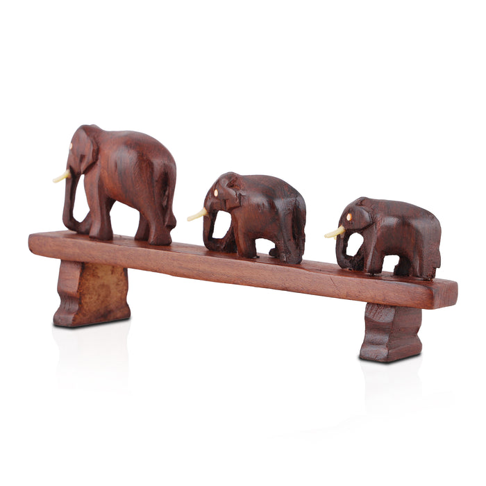 Bridge Elephant  - 3.5  Inches |  Wooden Elephant Statue/ Elephant Idol for Home Decor