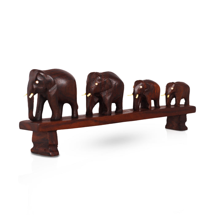 Bridge Elephant  - 4  Inches |  Wooden Elephant Statue/ Elephant Idol for Home Décor