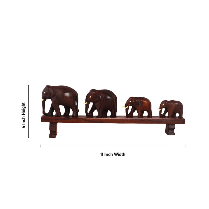 Bridge Elephant  - 4  Inches |  Wooden Elephant Statue/ Elephant Idol for Home Décor