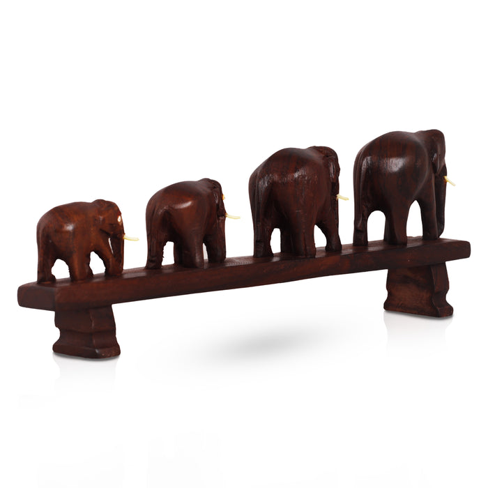 Bridge Elephant  - 4  Inches |  Wooden Elephant Statue/ Elephant Idol for Home Décor