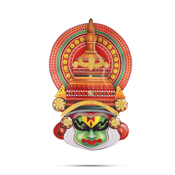 Kathakali Face  - 18 Inches | Kathakali Head/ Wall Hanging/ Wooden Kathakali Face Print for Home Decor