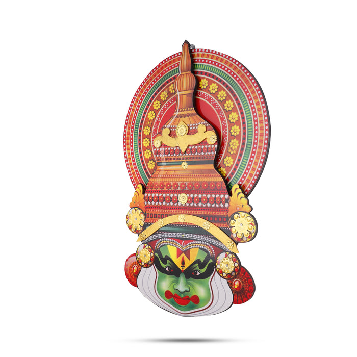 Kathakali Face  - 18 Inches | Kathakali Head/ Wall Hanging/ Wooden Kathakali Face Print for Home Decor