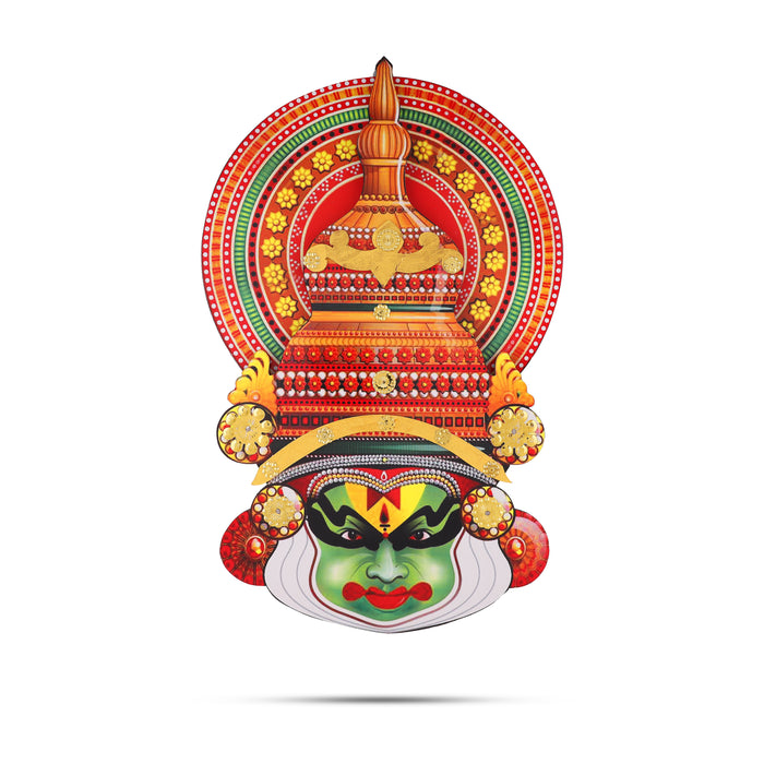 Kathakali Face  - 16 Inches | Kathakali Head/ Wall Hanging/ Wooden Kathakali Face Print for Home Decor