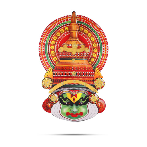 Kathakali Face  - 16 Inches | Kathakali Head/ Wall Hanging/ Wooden Kathakali Face Print for Home Decor - Wall Hanging