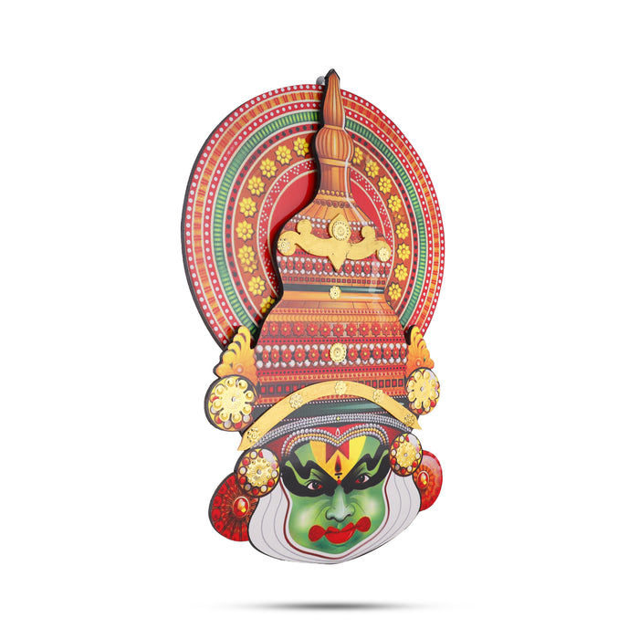 Kathakali Face  - 16 Inches | Kathakali Head/ Wall Hanging/ Wooden Kathakali Face Print for Home Decor