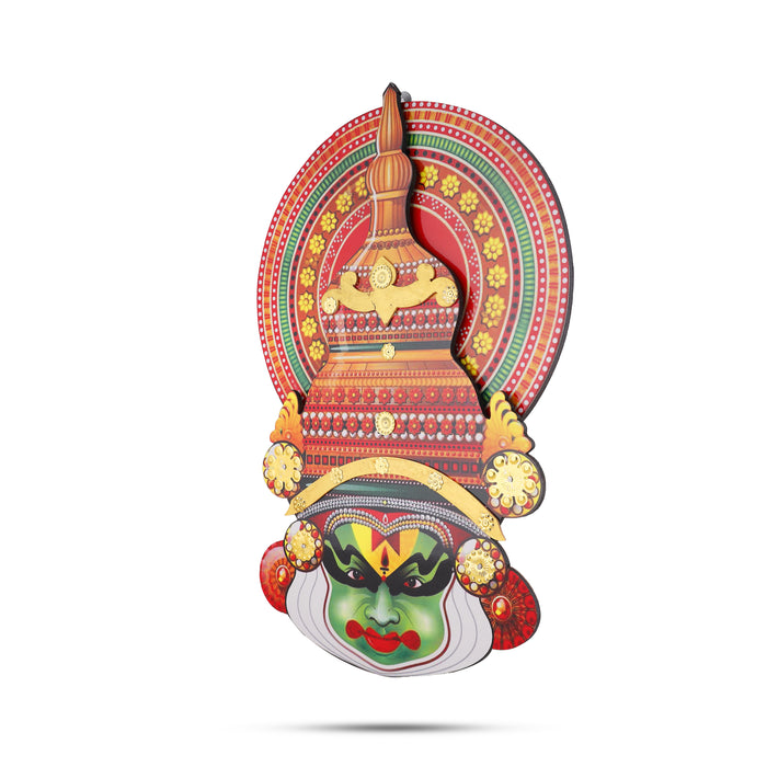 Kathakali Face  - 16 Inches | Kathakali Head/ Wall Hanging/ Wooden Kathakali Face Print for Home Decor