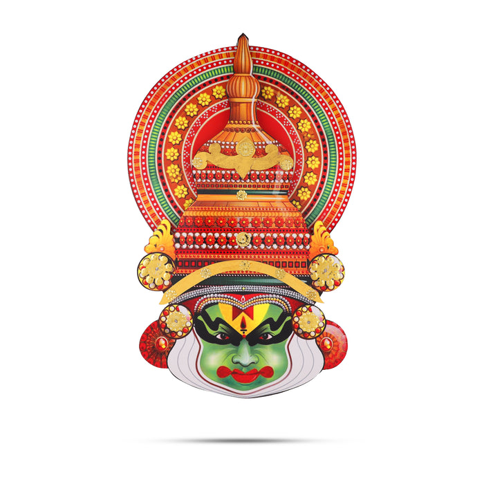 Kathakali Face  - 12 Inches | Kathakali Head/ Wall Hanging/ Wooden Kathakali Face Print for Home Decor