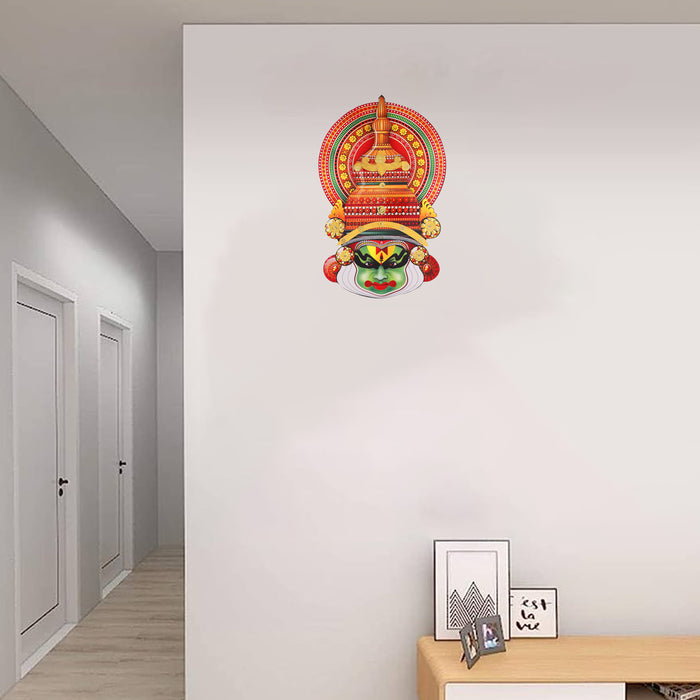 Kathakali Face  - 12 Inches | Kathakali Head/ Wall Hanging/ Wooden Kathakali Face Print for Home Decor