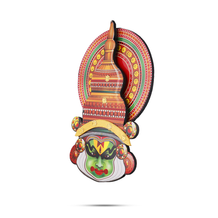 Kathakali Face  - 10 Inches | Kathakali Head/ Wall Hanging/ Wooden Kathakali Face Print for Home Decor