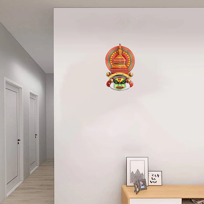 Kathakali Face  - 10 x 6 Inches | Kathakali Head/ Wall Hanging/ Wooden Kathakali Face Print for Home Decor - Wall Hanging