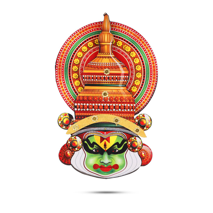 Kathakali Face  - 8 Inches | Kathakali Head/ Wall Hanging/ Wooden Kathakali Face Print for Home Decor