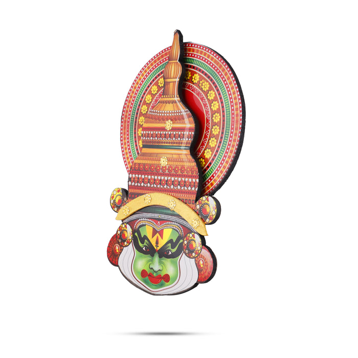 Kathakali Face  - 8 Inches | Kathakali Head/ Wall Hanging/ Wooden Kathakali Face Print for Home Decor