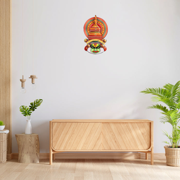 Kathakali Face  - 8 Inches | Kathakali Head/ Wall Hanging/ Wooden Kathakali Face Print for Home Decor