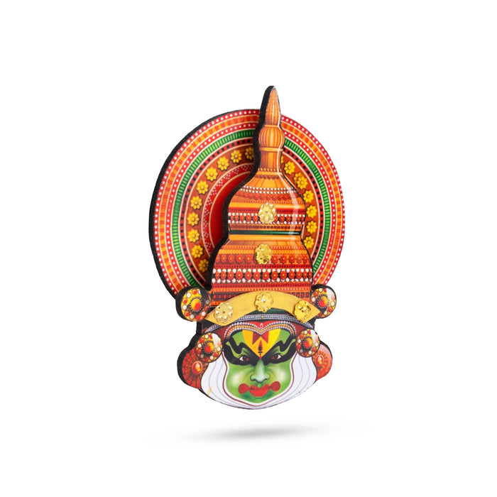 Kathakali Head - 6 x 4.5 Inches | Wall Hanging/ Kathakali Carved Wood Wall Art for Home