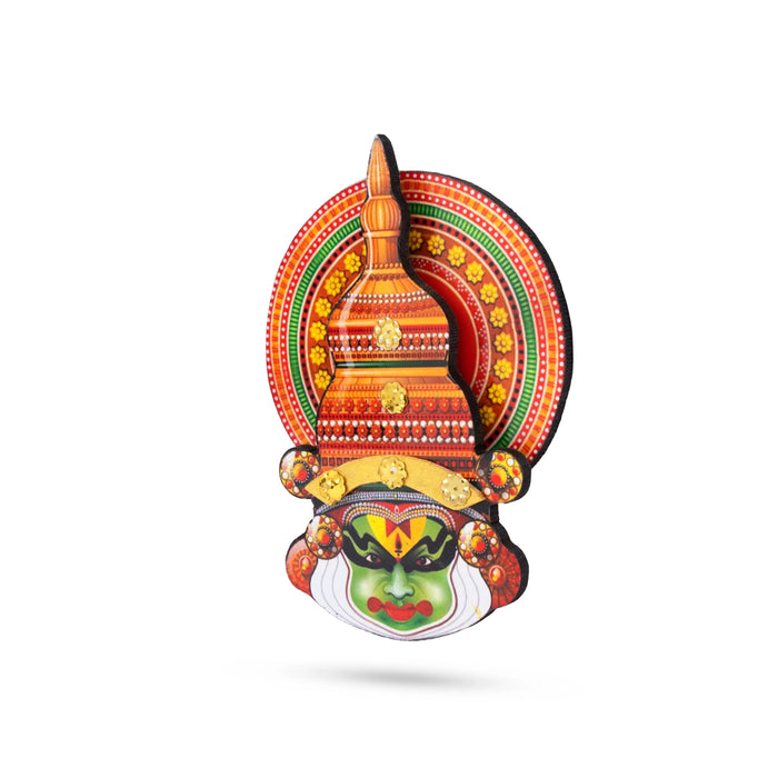 Kathakali Head - 6 x 4.5 Inches | Wall Hanging/ Kathakali Carved Wood Wall Art for Home