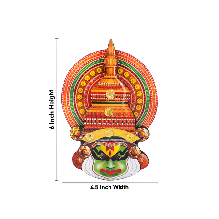 Kathakali Head - 6 x 4.5 Inches | Wall Hanging/ Kathakali Carved Wood Wall Art for Home