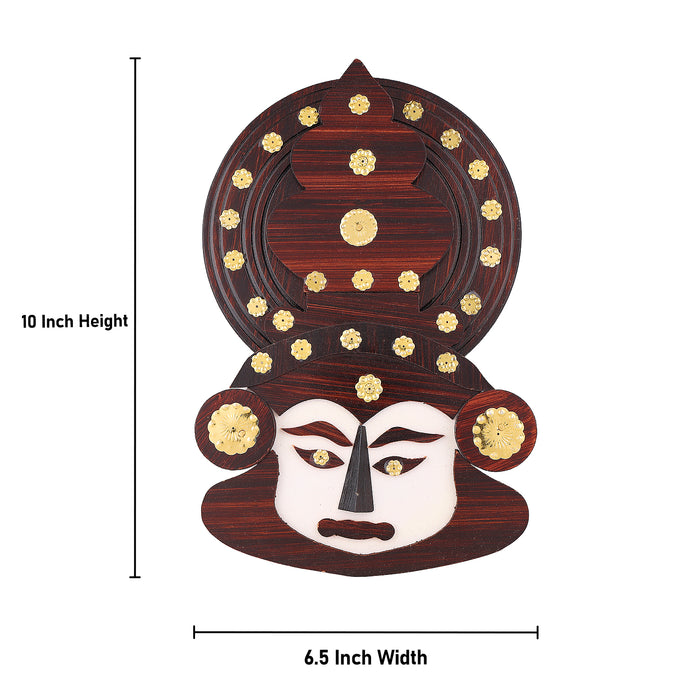 Kathakali Face  - 10 Inches |  Kathakali Head Wall Hanging/ Wooden Kathakali Face for Wall Decor - Wall Hanging
