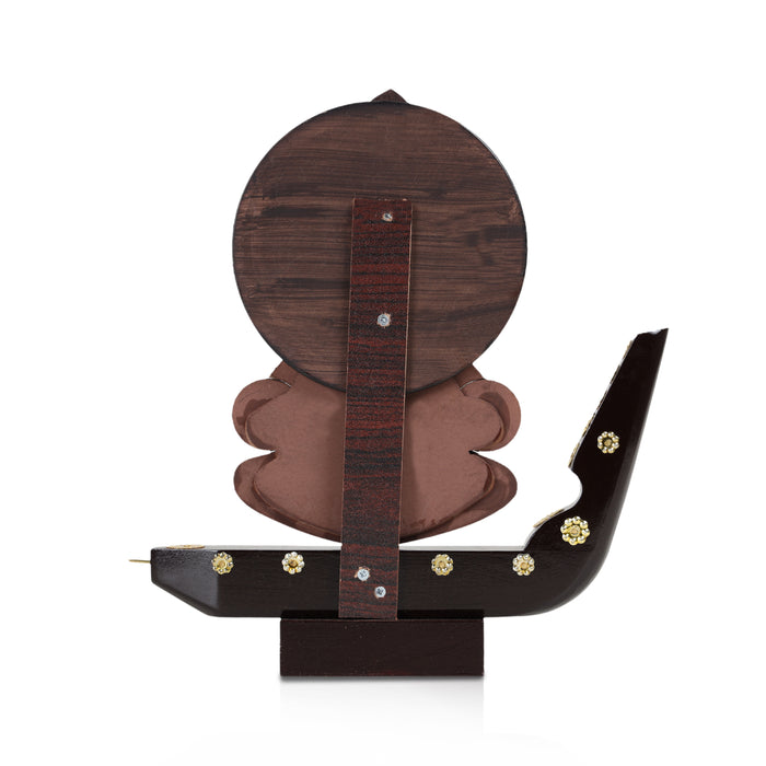 Kathakali Face with Boat Statue  - 8 Inches | Wooden Kathakali Face/ Kathakali Dancer Face for Home Decor - Table Stand Accessories
