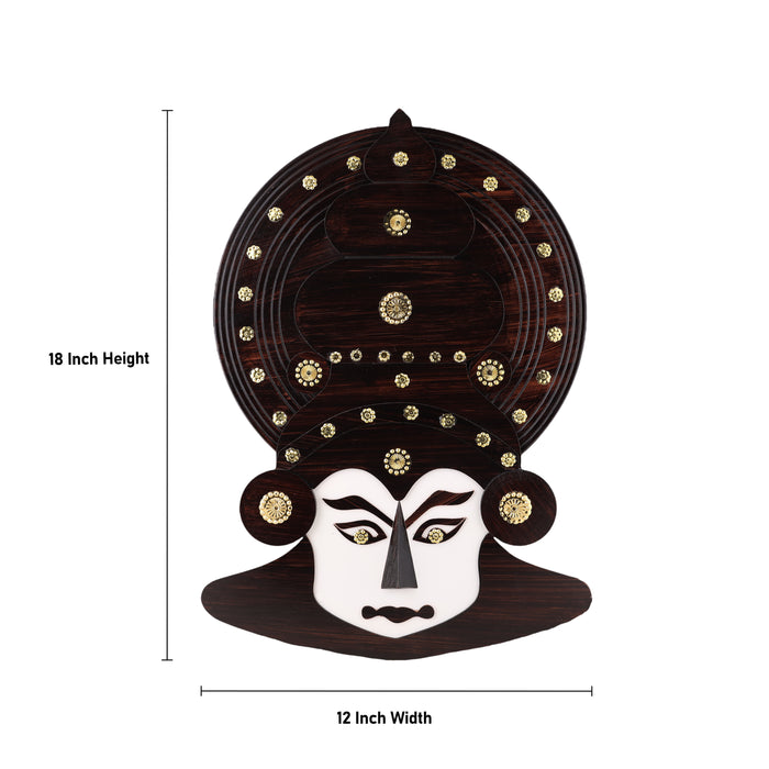Kathakali Face  - 18 Inches |  Kathakali Head Wall Hanging/ Wooden Kathakali Face for Wall Decor - Wall Hanging