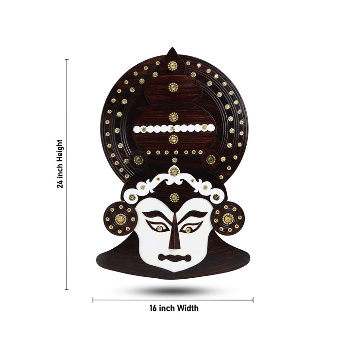 Kathakali Face  - 24 Inches |  Kathakali Head Wall Hanging/ Wooden Kathakali Face for Wall Decor - Wall Hanging